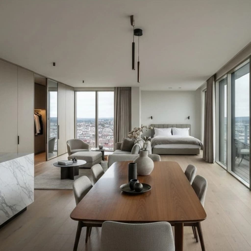 Moderne penthouse med panoramautsikt over fjorden og byen