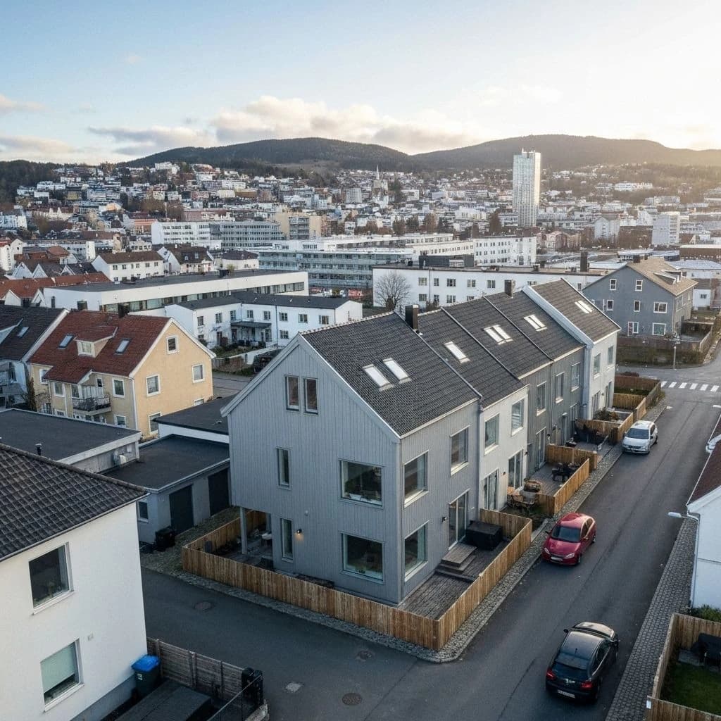 Sentralt beliggende rekkehus med moderne fasiliteter og kort vei til sentrum